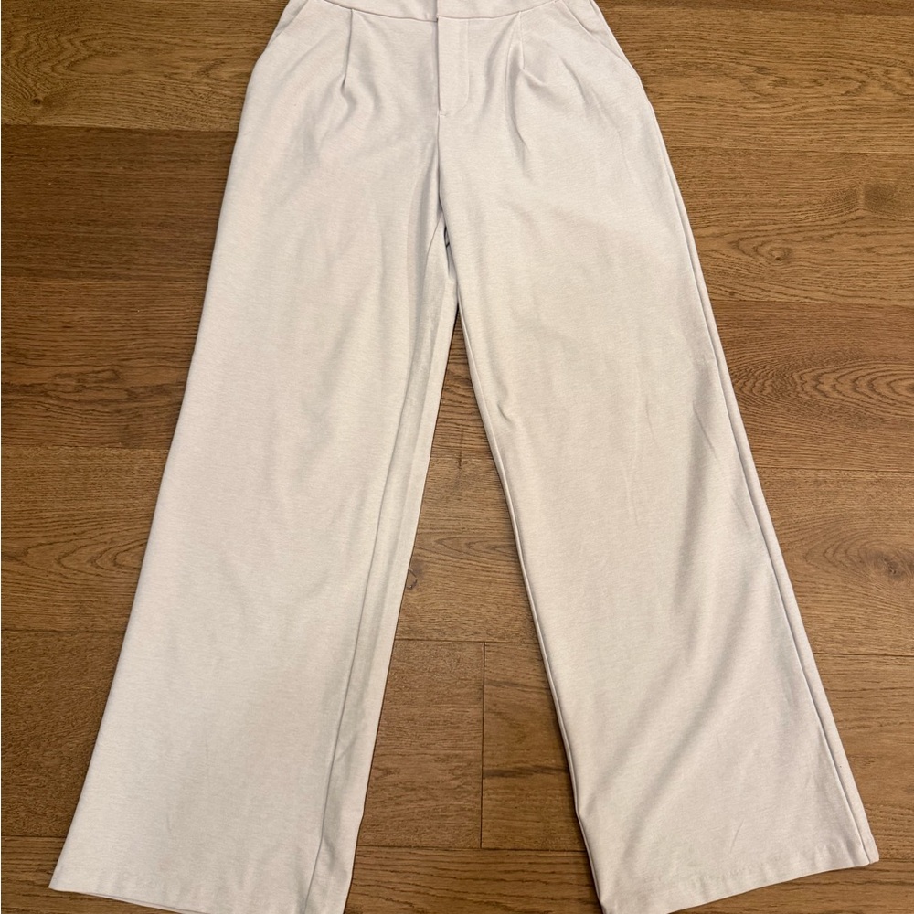 Vuori Heather Khaki/Cream Wide-Leg Pants - So Soft!